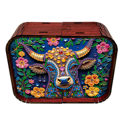 1pc Gem Cow Handmade Wooden Music Box Diamond Painting Art Kit Birthday Gift