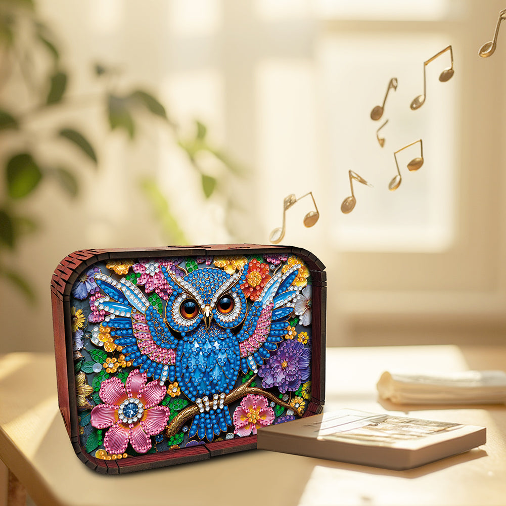 1pc Owl Handmade Wooden Music Box Diamond Painting Art Kit Birthday Gift