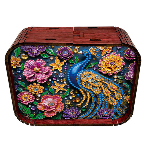 1pc Peacock Handmade Wooden Music Box Diamond Painting Art Kit Birthday Gift