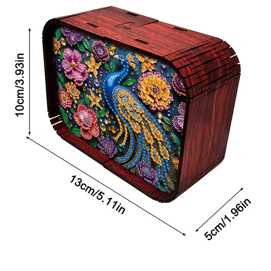 1pc Peacock Handmade Wooden Music Box Diamond Painting Art Kit Birthday Gift