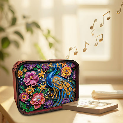 1pc Peacock Handmade Wooden Music Box Diamond Painting Art Kit Birthday Gift