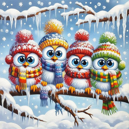 Winter Funny Bird - Full Round Drill Diamond Painting 40*40CM