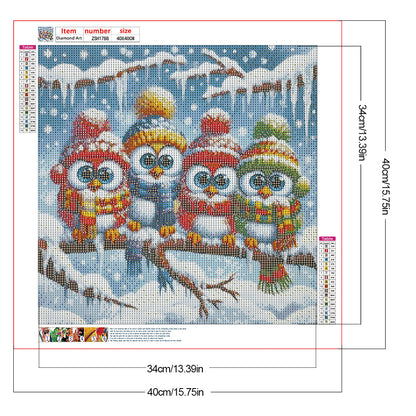 Winter Funny Bird - Full Round Drill Diamond Painting 40*40CM