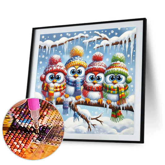 Winter Funny Bird - Full Round Drill Diamond Painting 40*40CM