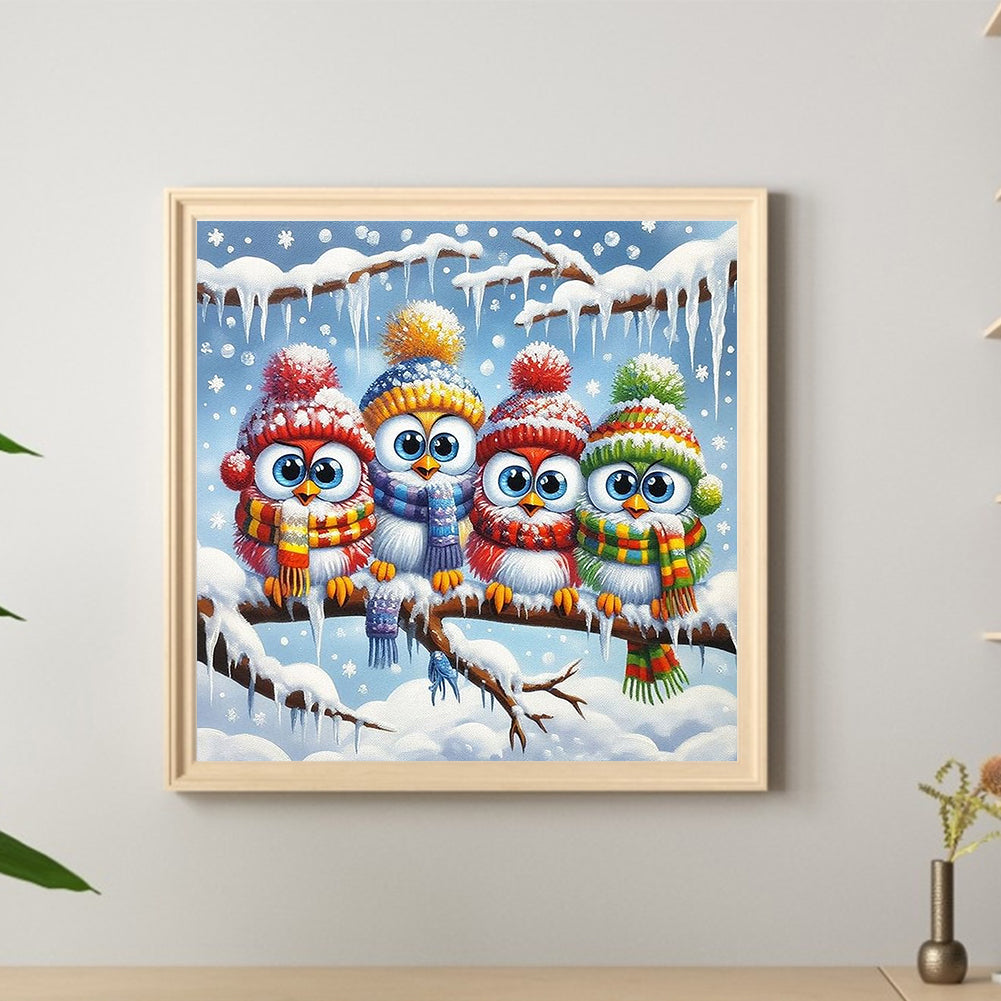 Winter Funny Bird - Full Round Drill Diamond Painting 40*40CM