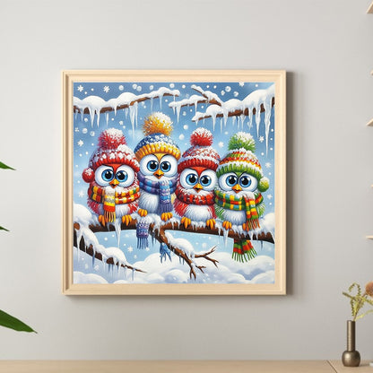 Winter Funny Bird - Full Round Drill Diamond Painting 40*40CM
