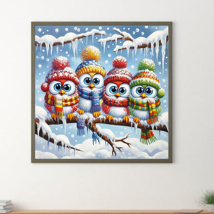 Winter Funny Bird - Full Round Drill Diamond Painting 40*40CM