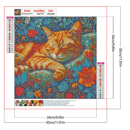 Flower Cat - Full Round Drill Diamond Painting 30*30CM