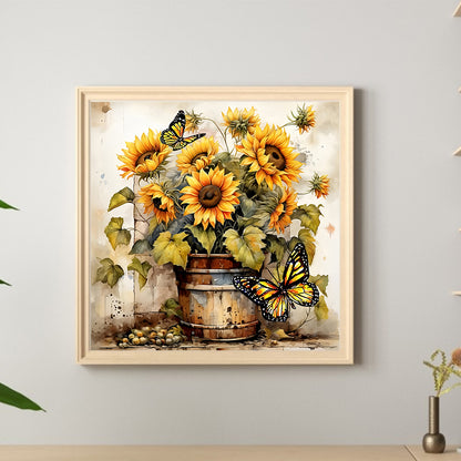 Sunflower Bouquet - Full Round Drill Diamond Painting 30*30CM
