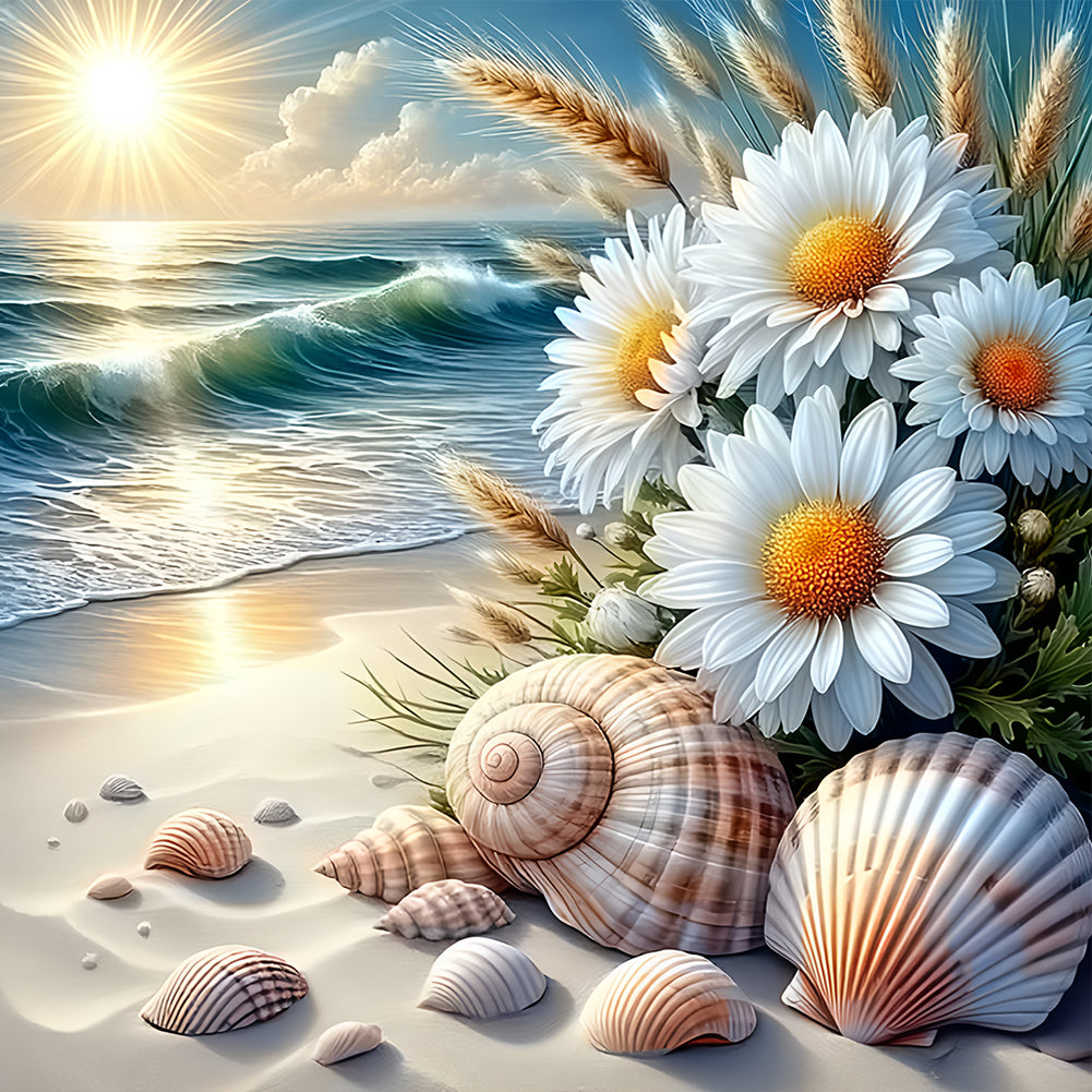 Daisy On The Beach - Full Round Drill Diamond Painting 30*30CM