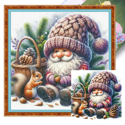 Gnome And Squirrel - 11CT Stamped Cross Stitch 40*40CM
