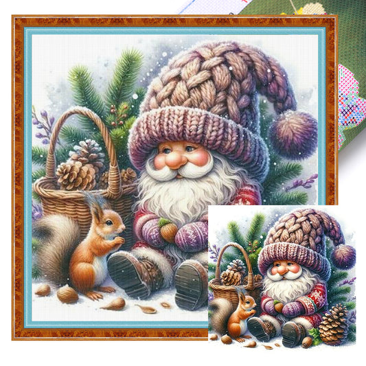 Gnome And Squirrel - 11CT Stamped Cross Stitch 40*40CM