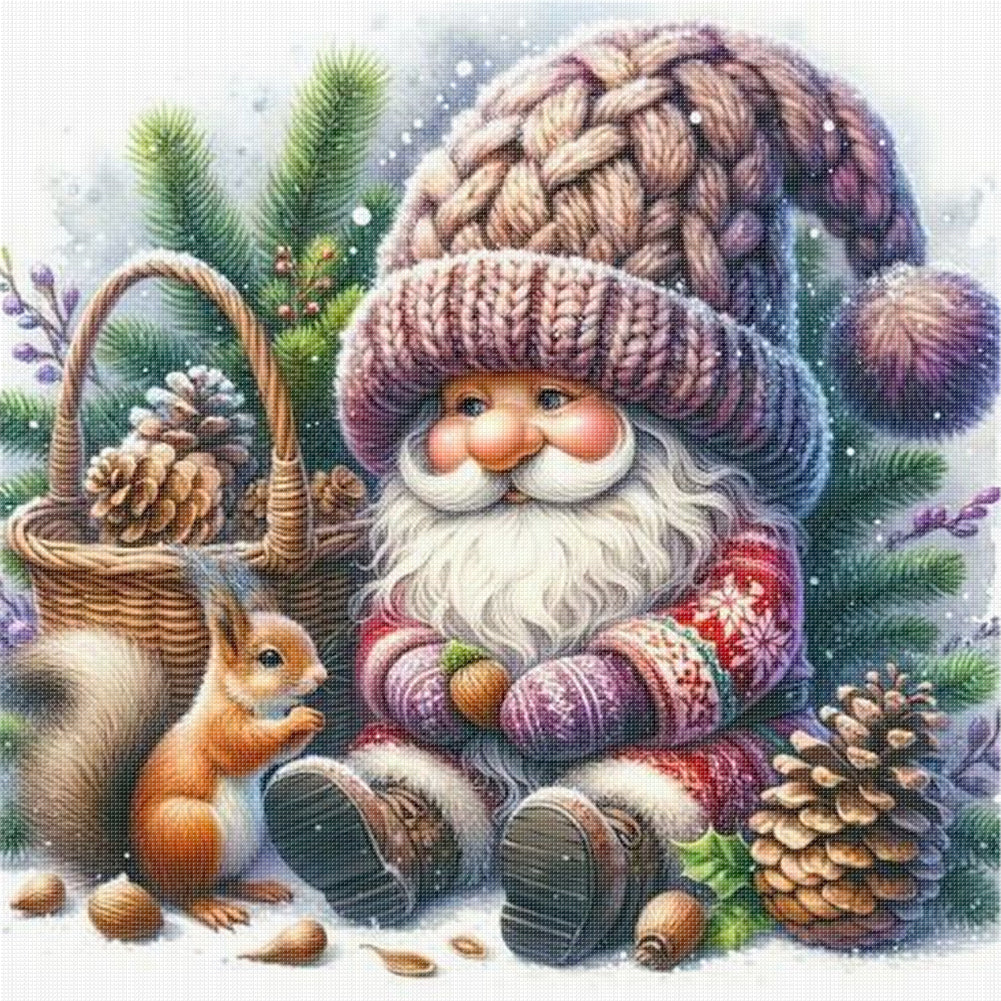 Gnome And Squirrel - 11CT Stamped Cross Stitch 40*40CM