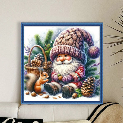 Gnome And Squirrel - 11CT Stamped Cross Stitch 40*40CM