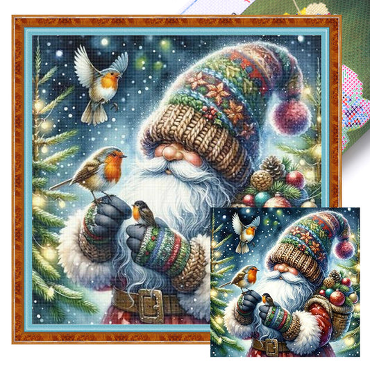 Gnome And Bird - 11CT Stamped Cross Stitch 40*40CM
