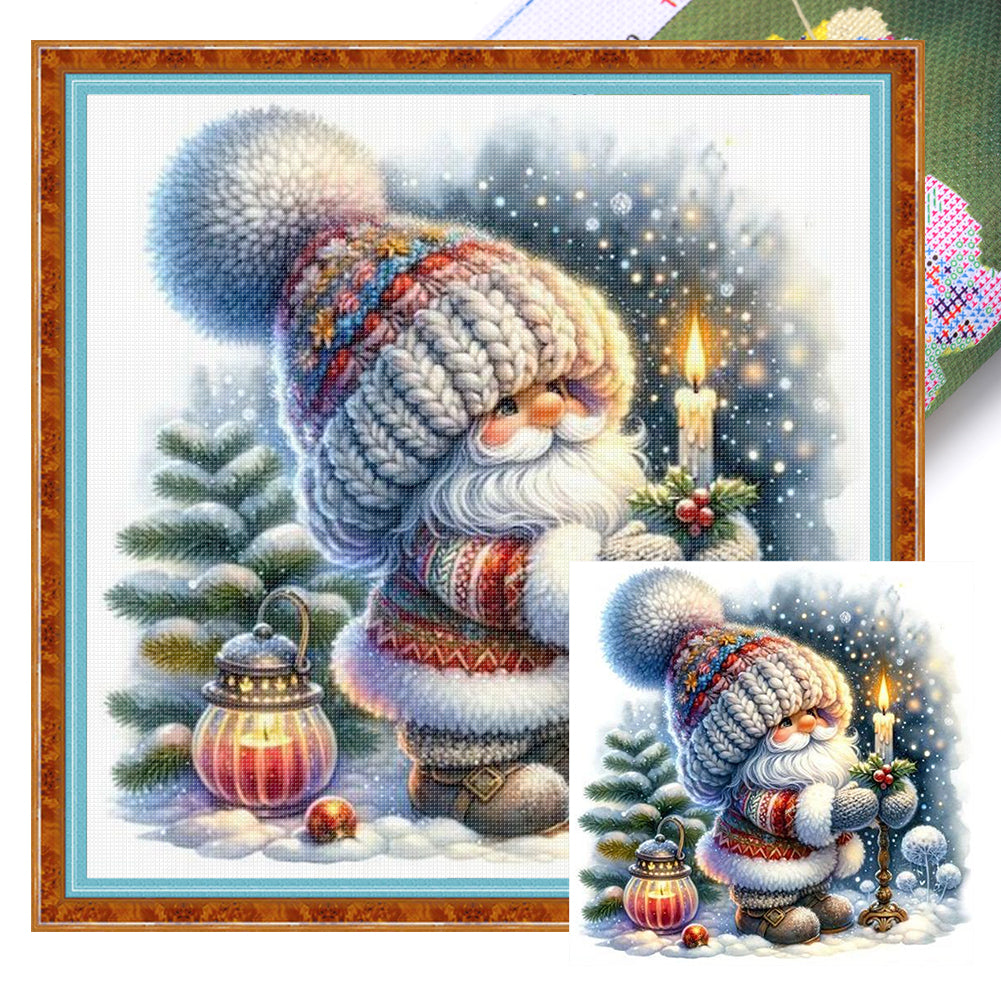 Gnome Lighting Candles - 11CT Stamped Cross Stitch 40*40CM