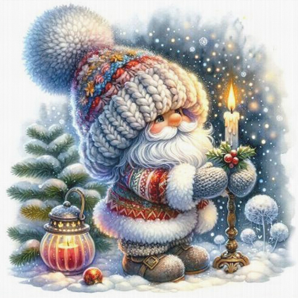 Gnome Lighting Candles - 11CT Stamped Cross Stitch 40*40CM
