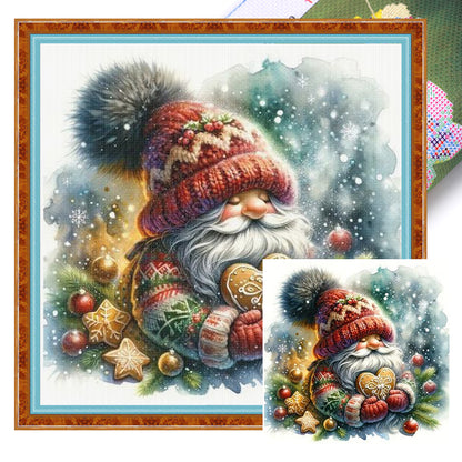 Gnome Holding Cookies - 11CT Stamped Cross Stitch 40*40CM