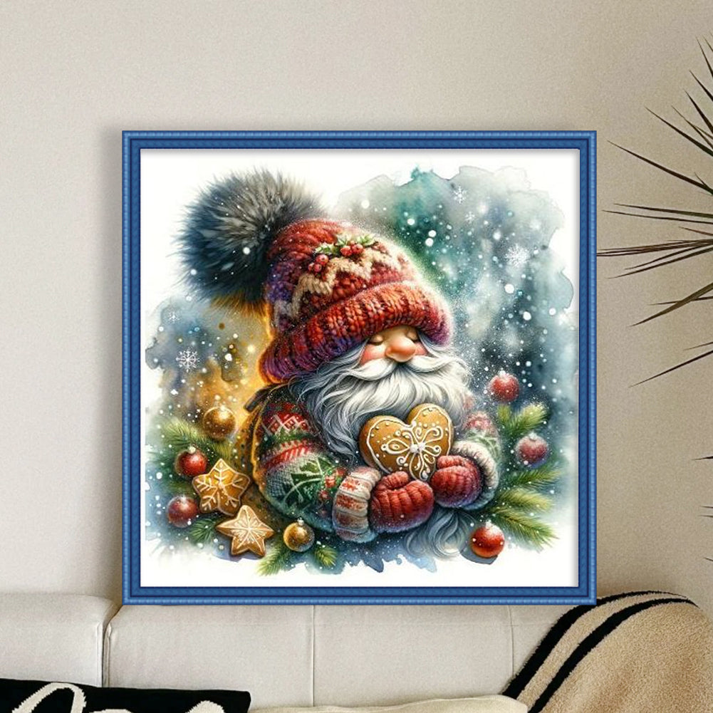 Gnome Holding Cookies - 11CT Stamped Cross Stitch 40*40CM