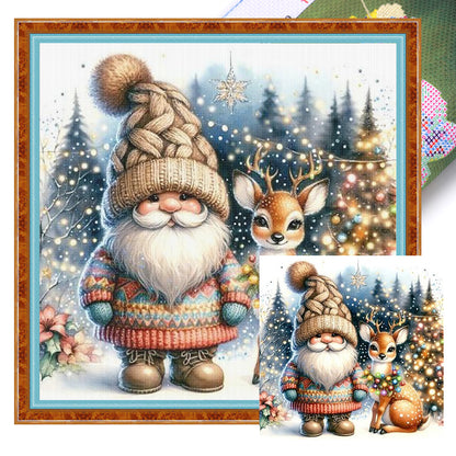 Gnome And Elk - 11CT Stamped Cross Stitch 40*40CM