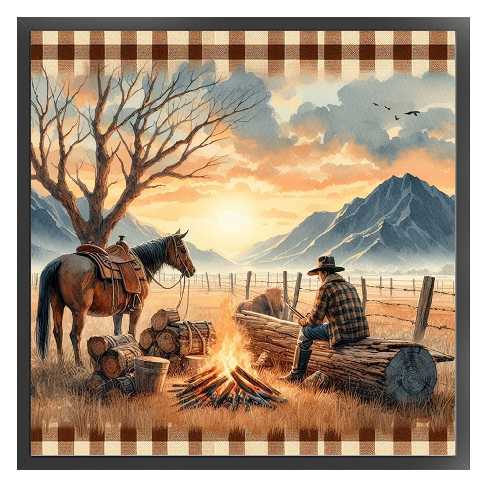 Sunset Scenery - 11CT Stamped Cross Stitch 40*40CM