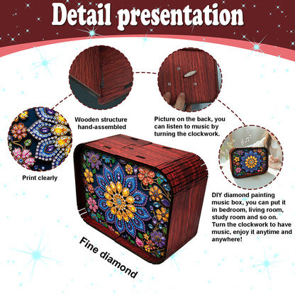 1pc Mandala Wooden Music Box Diamond Painting Art Kit Unique Gift for Christmas