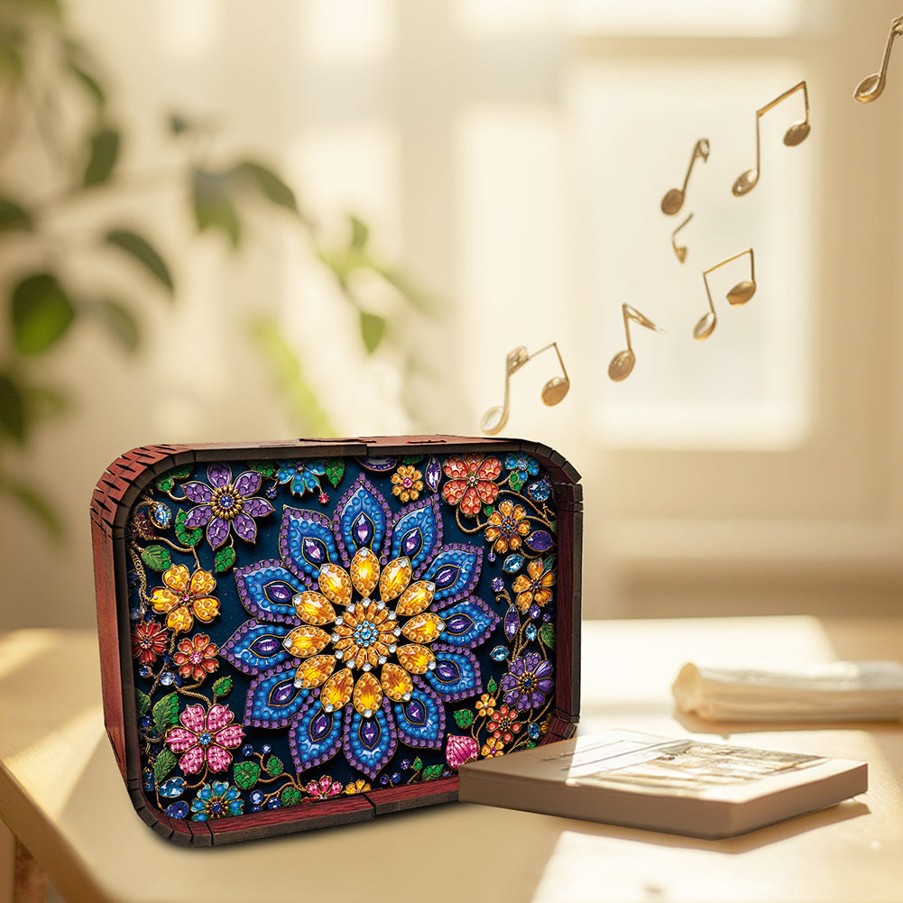 1pc Mandala Wooden Music Box Diamond Painting Art Kit Unique Gift for Christmas