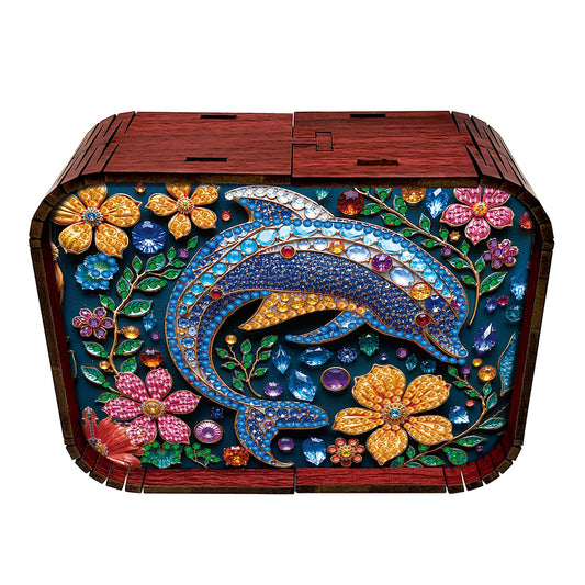 1pc Dolphin Wooden Music Box Diamond Painting Art Kit Unique Gift for Christmas