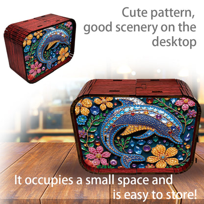 1pc Dolphin Wooden Music Box Diamond Painting Art Kit Unique Gift for Christmas