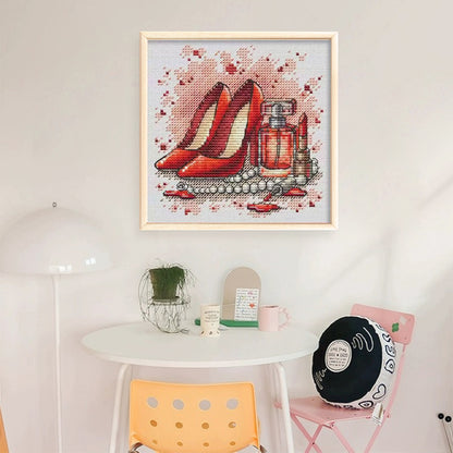 Red High Heels - Stamped Cross Stitch 23*23CM£¨Fairy Brand £©