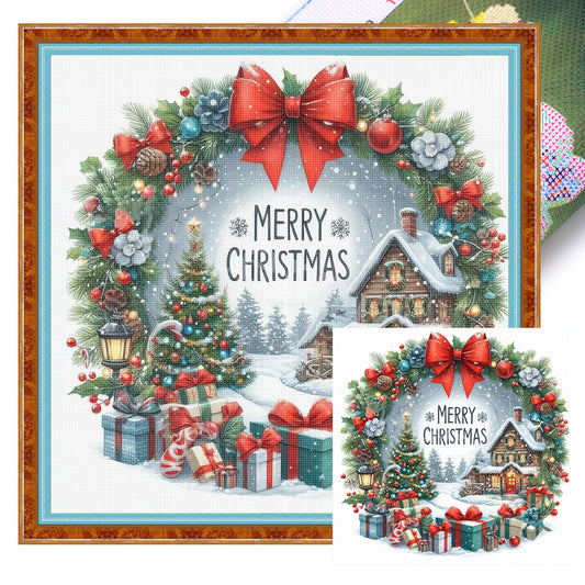 Christmas Cottage - 14CT Stamped Cross Stitch 40*40CM
