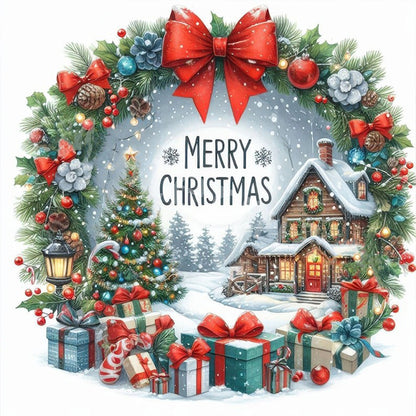 Christmas Cottage - 14CT Stamped Cross Stitch 40*40CM
