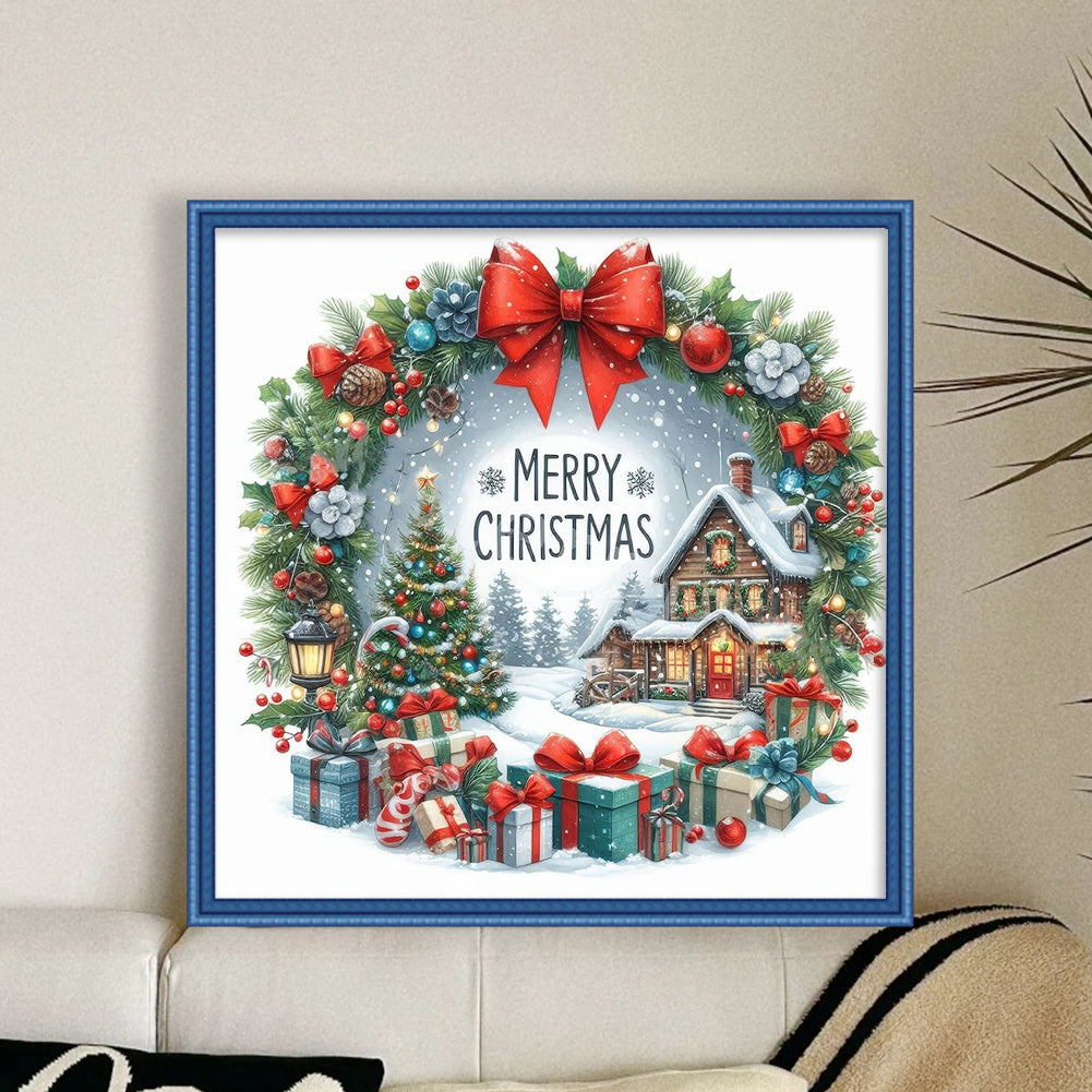 Christmas Cottage - 14CT Stamped Cross Stitch 40*40CM