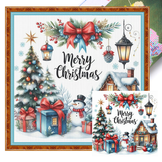 Christmas Cottage - 14CT Stamped Cross Stitch 40*40CM