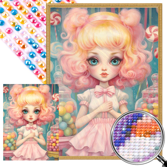 Big-Eyed Girl - Partial AB Full Round Drill Diamond Painting 40*55CM
