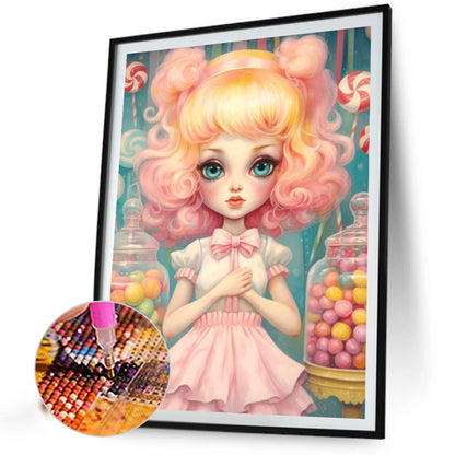 Big-Eyed Girl - Partial AB Full Round Drill Diamond Painting 40*55CM