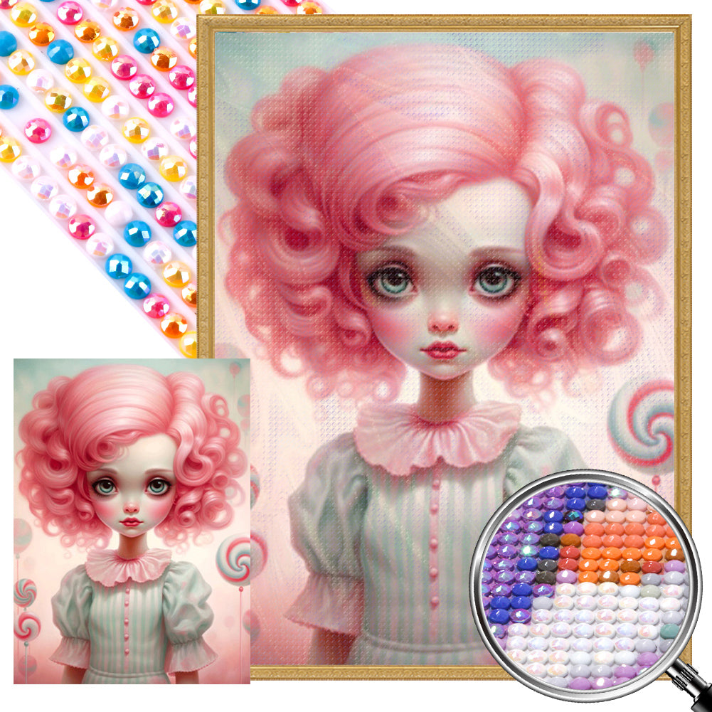 Big-Eyed Girl - Partial AB Full Round Drill Diamond Painting 40*55CM