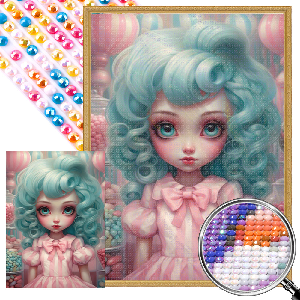 Big-Eyed Girl - Partial AB Full Round Drill Diamond Painting 40*55CM