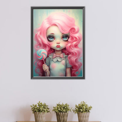 Big-Eyed Girl - Full Round Drill Diamond Painting 40*55CM(Partial AB)