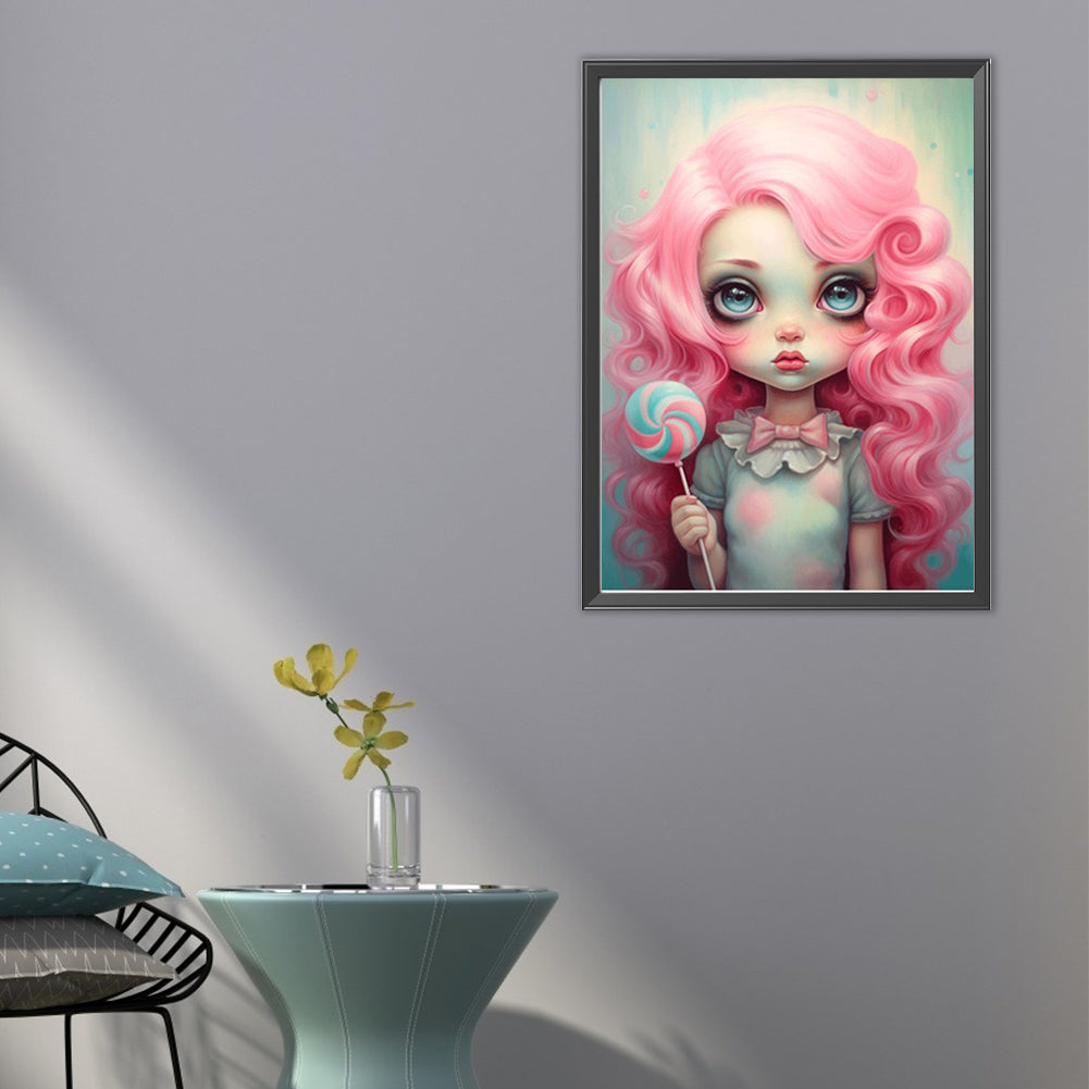 Big-Eyed Girl - Partial AB Full Round Drill Diamond Painting 40*55CM