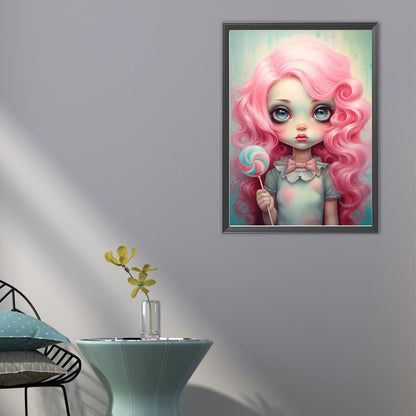 Big-Eyed Girl - Partial AB Full Round Drill Diamond Painting 40*55CM