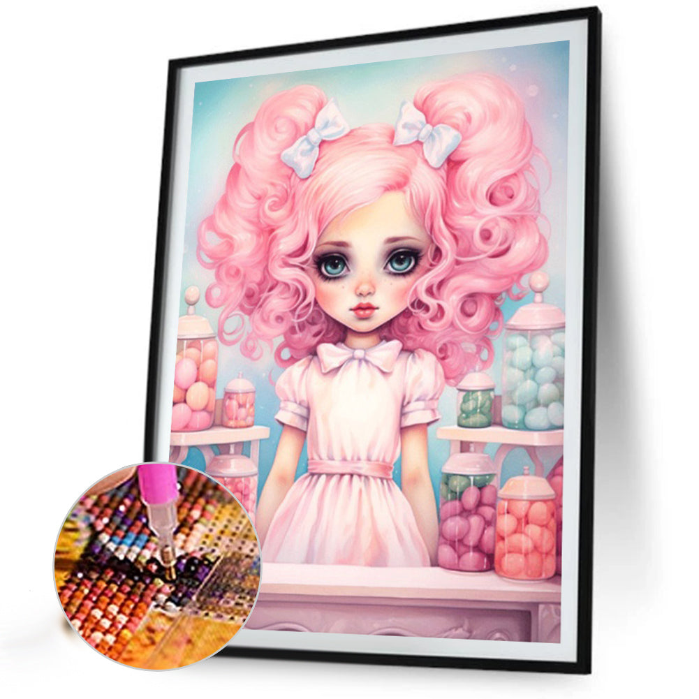 Big-Eyed Girl - Full Round Drill Diamond Painting 40*55CM(Partial AB)