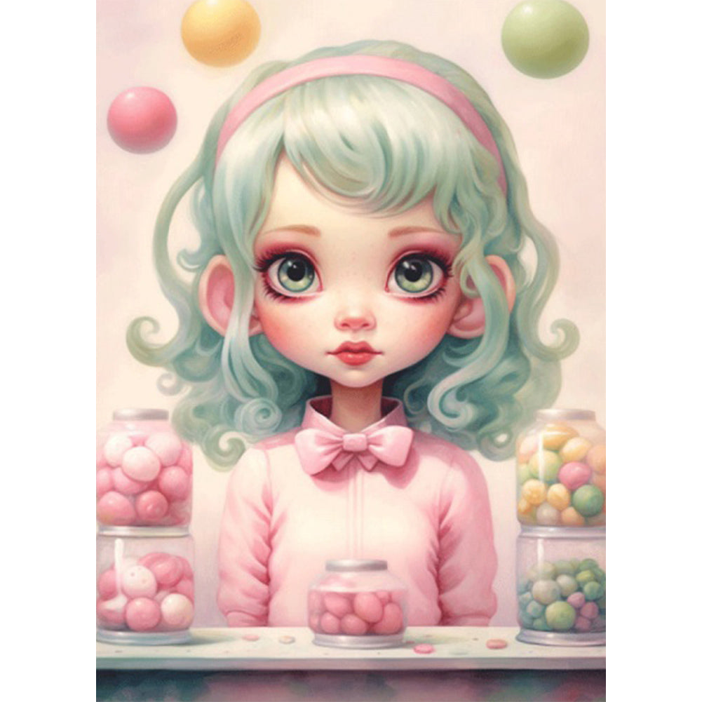 Big-Eyed Girl - Full Round Drill Diamond Painting 40*55CM(Partial AB)