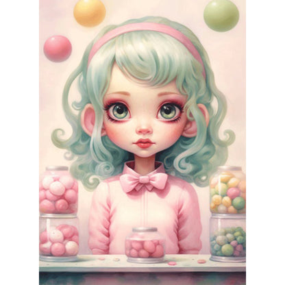 Big-Eyed Girl - Full Round Drill Diamond Painting 40*55CM(Partial AB)