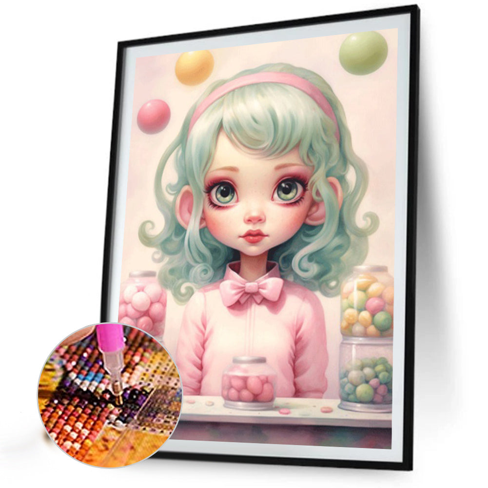 Big-Eyed Girl - Partial AB Full Round Drill Diamond Painting 40*55CM