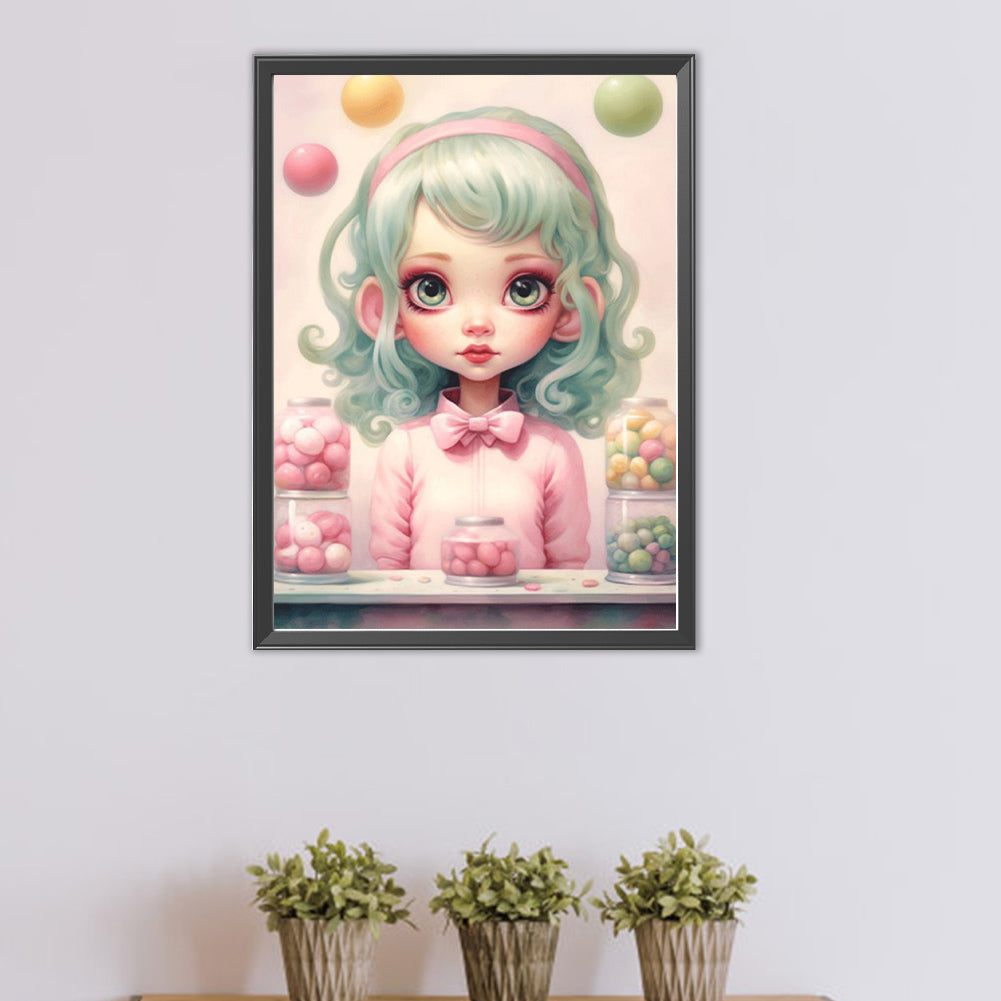 Big-Eyed Girl - Full Round Drill Diamond Painting 40*55CM(Partial AB)