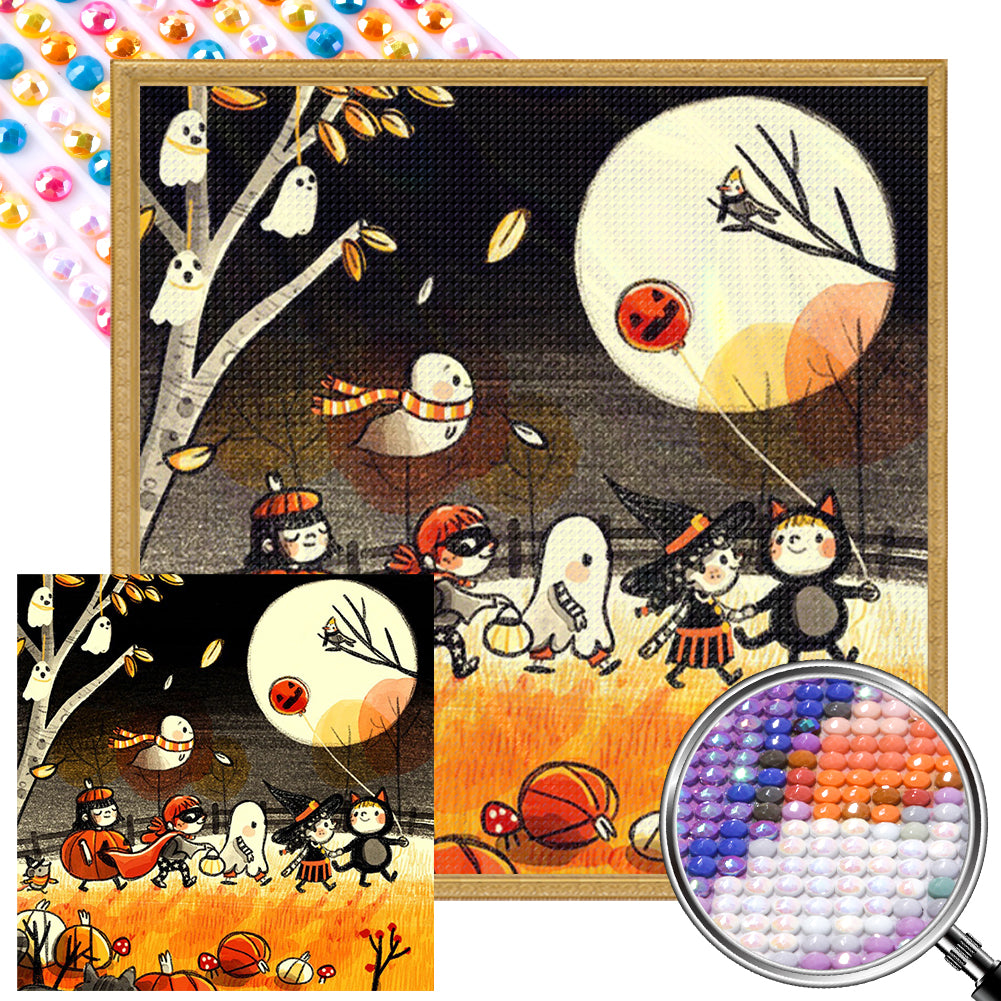 Autumn Halloween Trick-Or-Treaters - Partial AB Full Round Drill Diamond Painting 40*40CM