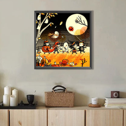 Autumn Halloween Trick-Or-Treaters - Partial AB Full Round Drill Diamond Painting 40*40CM