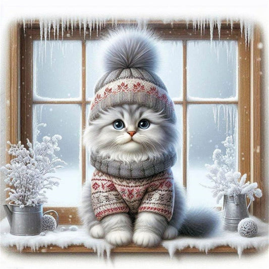 Kitten By The Window - 11CT Stamped Cross Stitch 40*40CM