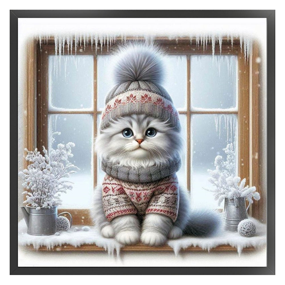 Kitten By The Window - 11CT Stamped Cross Stitch 40*40CM
